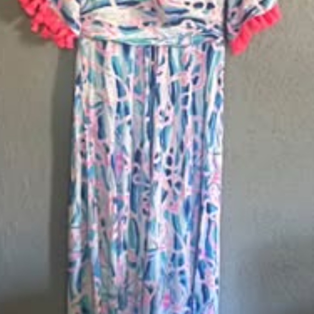 Lilly Pulitzer Vibrant Pink and Blue Maxi Dress